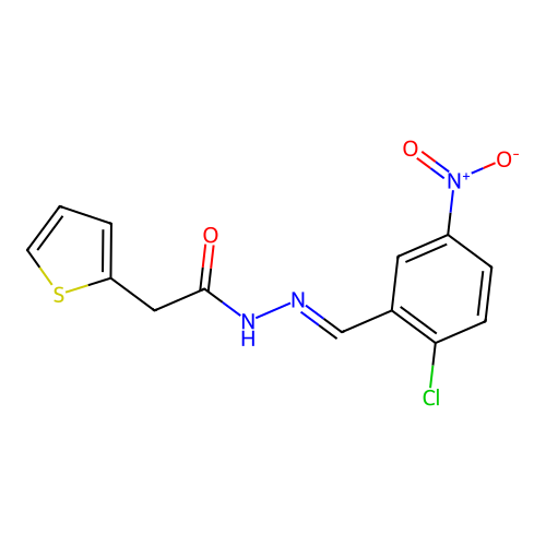 N'-[(E)-(2-chloro-5-nitrophenyl)methylidene]-2-(thiophen-2-yl)acetohydrazide structure