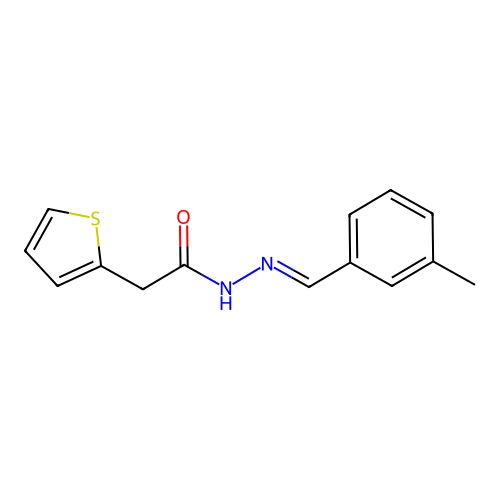 N-[(E)-(3-methylphenyl)methylideneamino]-2-thiophen-2-ylacetamide structure