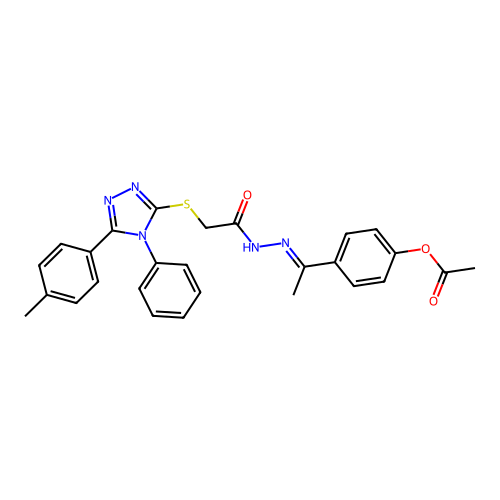4-{(1E)-1-[2-({[5-(4-methylphenyl)-4-phenyl-4H-1,2,4-triazol-3-yl]sulfanyl}acetyl)hydrazinylidene]ethyl}phenyl acetate structure