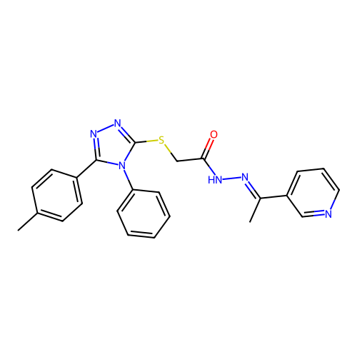 2-{[5-(4-methylphenyl)-4-phenyl-4H-1,2,4-triazol-3-yl]sulfanyl}-N'-[(1E)-1-(pyridin-3-yl)ethylidene]acetohydrazide structure