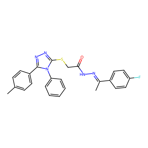 N'-[(1E)-1-(4-fluorophenyl)ethylidene]-2-{[5-(4-methylphenyl)-4-phenyl-4H-1,2,4-triazol-3-yl]sulfanyl}acetohydrazide structure