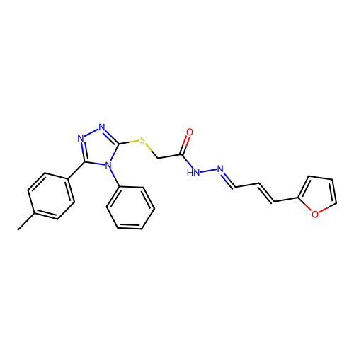N'-[(1E,2E)-3-(furan-2-yl)prop-2-en-1-ylidene]-2-{[5-(4-methylphenyl)-4-phenyl-4H-1,2,4-triazol-3-yl]sulfanyl}acetohydrazide structure
