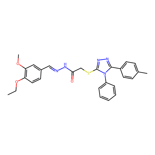 N'-[(E)-(4-ethoxy-3-methoxyphenyl)methylidene]-2-{[5-(4-methylphenyl)-4-phenyl-4H-1,2,4-triazol-3-yl]sulfanyl}acetohydrazide structure