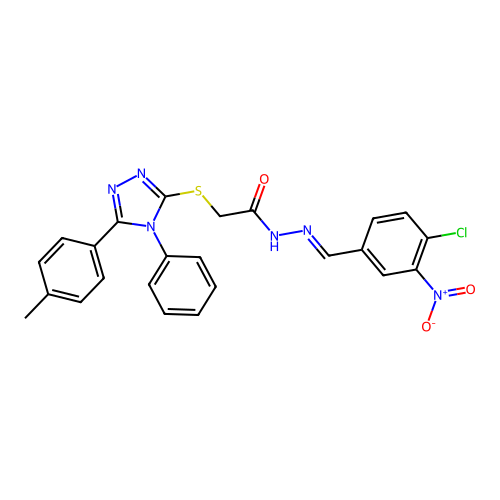 N'-[(E)-(4-chloro-3-nitrophenyl)methylidene]-2-{[5-(4-methylphenyl)-4-phenyl-4H-1,2,4-triazol-3-yl]sulfanyl}acetohydrazide structure