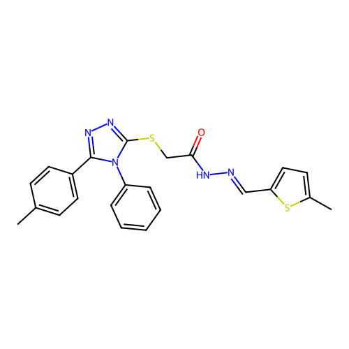 2-{[5-(4-methylphenyl)-4-phenyl-4H-1,2,4-triazol-3-yl]sulfanyl}-N'-[(E)-(5-methylthiophen-2-yl)methylidene]acetohydrazide structure