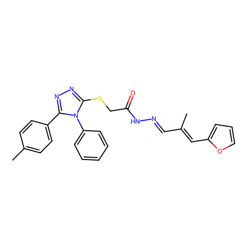 N'-[(1E,2E)-3-(furan-2-yl)-2-methylprop-2-en-1-ylidene]-2-{[5-(4-methylphenyl)-4-phenyl-4H-1,2,4-triazol-3-yl]sulfanyl}acetohydrazide structure