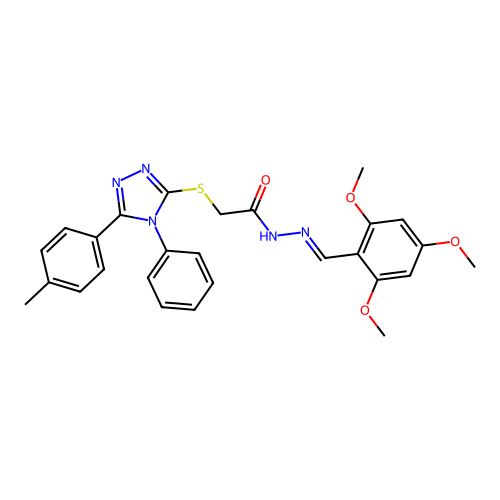 2-{[5-(4-methylphenyl)-4-phenyl-4H-1,2,4-triazol-3-yl]sulfanyl}-N'-[(E)-(2,4,6-trimethoxyphenyl)methylidene]acetohydrazide structure