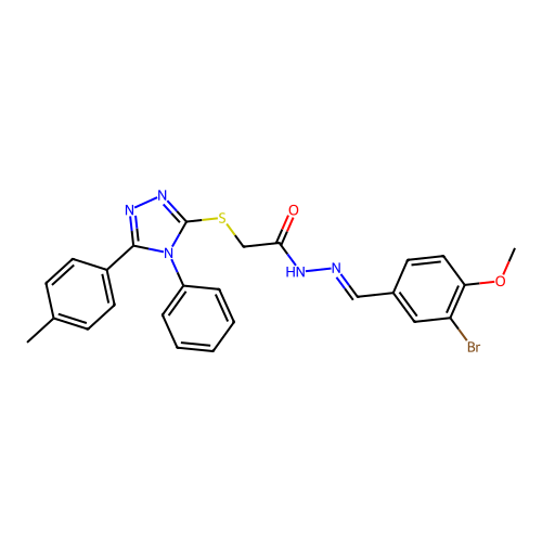N'-[(E)-(3-bromo-4-methoxyphenyl)methylidene]-2-{[5-(4-methylphenyl)-4-phenyl-4H-1,2,4-triazol-3-yl]sulfanyl}acetohydrazide structure