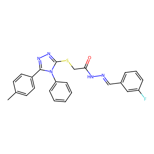 N'-[(E)-(3-fluorophenyl)methylidene]-2-{[5-(4-methylphenyl)-4-phenyl-4H-1,2,4-triazol-3-yl]sulfanyl}acetohydrazide structure