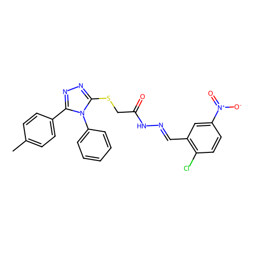 N'-[(E)-(2-chloro-5-nitrophenyl)methylidene]-2-{[5-(4-methylphenyl)-4-phenyl-4H-1,2,4-triazol-3-yl]sulfanyl}acetohydrazide structure