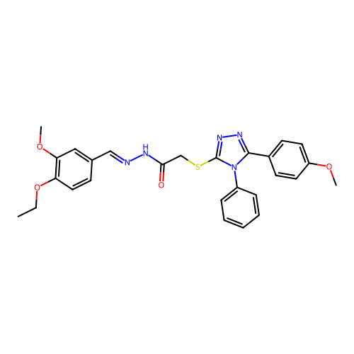 N'-[(E)-(4-ethoxy-3-methoxyphenyl)methylidene]-2-{[5-(4-methoxyphenyl)-4-phenyl-4H-1,2,4-triazol-3-yl]sulfanyl}acetohydrazide structure