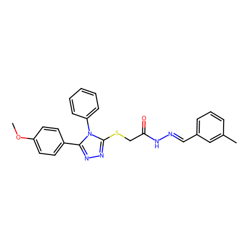 2-{[5-(4-methoxyphenyl)-4-phenyl-4H-1,2,4-triazol-3-yl]sulfanyl}-N'-[(E)-(3-methylphenyl)methylidene]acetohydrazide structure