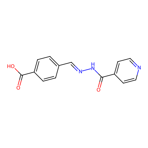 4-{(E)-[2-(pyridin-4-ylcarbonyl)hydrazinylidene]methyl}benzoic acid structure