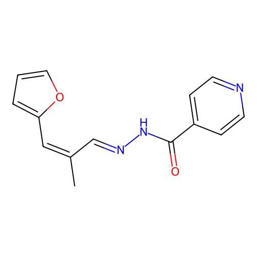 N'-[(1E,2Z)-3-(furan-2-yl)-2-methylprop-2-en-1-ylidene]pyridine-4-carbohydrazide structure