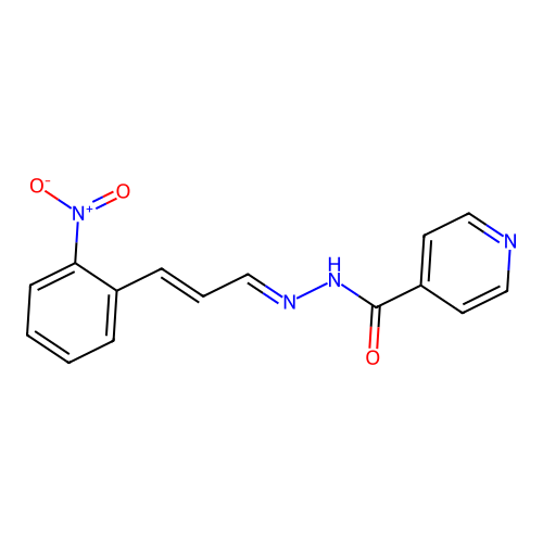 N-[(E)-[(E)-3-(2-nitrophenyl)prop-2-enylidene]amino]pyridine-4-carboxamide structure