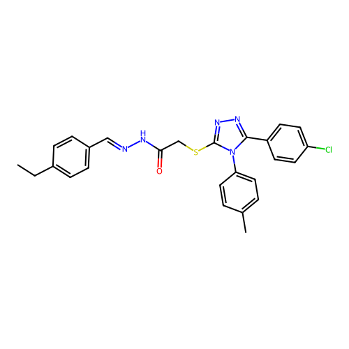 2-{[5-(4-chlorophenyl)-4-(4-methylphenyl)-4H-1,2,4-triazol-3-yl]sulfanyl}-N'-[(E)-(4-ethylphenyl)methylidene]acetohydrazide structure