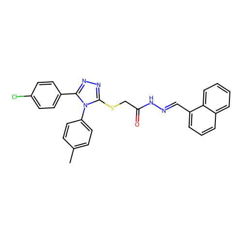 (E)-2-((5-(4-chlorophenyl)-4-(p-tolyl)-4H-1,2,4-triazol-3-yl)thio)-N'-(naphthalen-1-ylmethylene)acetohydrazide structure