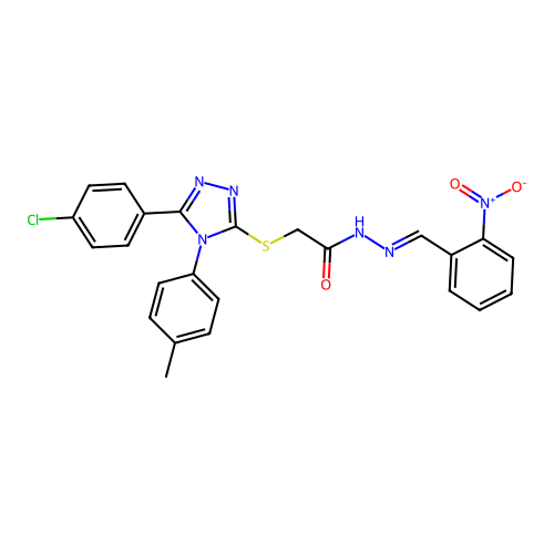 2-{[5-(4-chlorophenyl)-4-(4-methylphenyl)-4H-1,2,4-triazol-3-yl]sulfanyl}-N'-[(E)-(2-nitrophenyl)methylidene]acetohydrazide structure