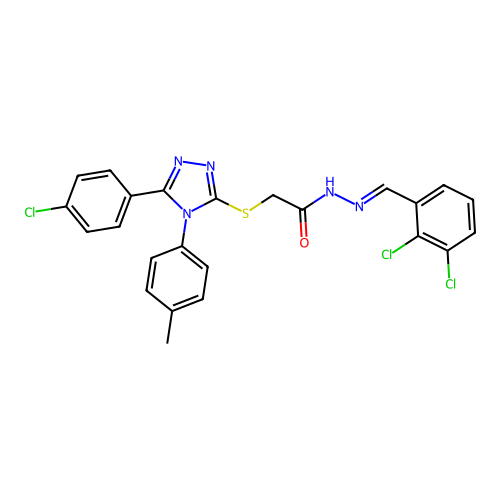 2-{[5-(4-chlorophenyl)-4-(4-methylphenyl)-4H-1,2,4-triazol-3-yl]sulfanyl}-N'-[(E)-(2,3-dichlorophenyl)methylidene]acetohydrazide structure