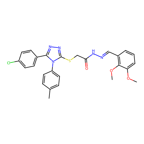 2-{[5-(4-chlorophenyl)-4-(4-methylphenyl)-4H-1,2,4-triazol-3-yl]sulfanyl}-N'-[(E)-(2,3-dimethoxyphenyl)methylidene]acetohydrazide structure