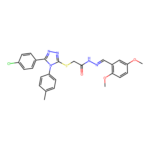 2-{[5-(4-chlorophenyl)-4-(4-methylphenyl)-4H-1,2,4-triazol-3-yl]sulfanyl}-N'-[(E)-(2,5-dimethoxyphenyl)methylidene]acetohydrazide structure