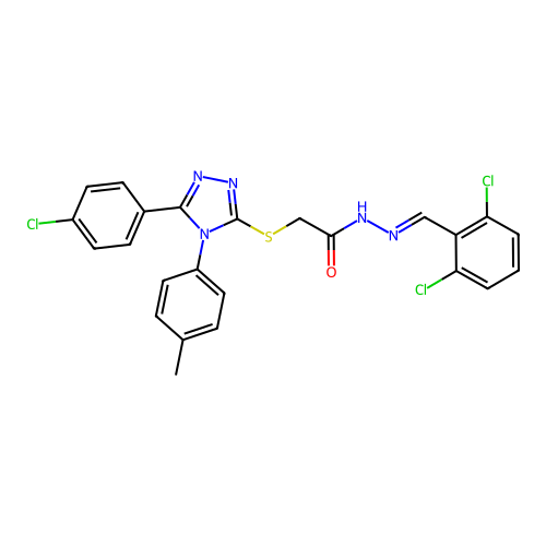 2-{[5-(4-chlorophenyl)-4-(4-methylphenyl)-4H-1,2,4-triazol-3-yl]sulfanyl}-N'-[(E)-(2,6-dichlorophenyl)methylidene]acetohydrazide structure