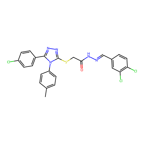 2-{[5-(4-chlorophenyl)-4-(4-methylphenyl)-4H-1,2,4-triazol-3-yl]sulfanyl}-N'-[(E)-(3,4-dichlorophenyl)methylidene]acetohydrazide structure