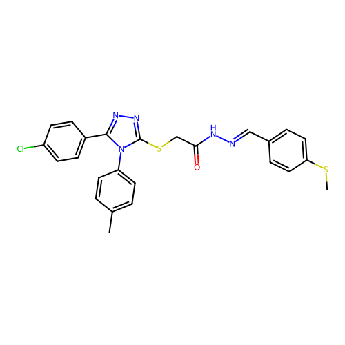 2-{[5-(4-chlorophenyl)-4-(4-methylphenyl)-4H-1,2,4-triazol-3-yl]sulfanyl}-N'-{(E)-[4-(methylsulfanyl)phenyl]methylidene}acetohydrazide structure