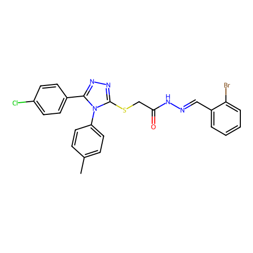 N'-[(E)-(2-bromophenyl)methylidene]-2-{[5-(4-chlorophenyl)-4-(4-methylphenyl)-4H-1,2,4-triazol-3-yl]sulfanyl}acetohydrazide structure