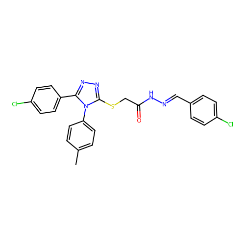 N'-[(E)-(4-chlorophenyl)methylidene]-2-{[5-(4-chlorophenyl)-4-(4-methylphenyl)-4H-1,2,4-triazol-3-yl]sulfanyl}acetohydrazide structure