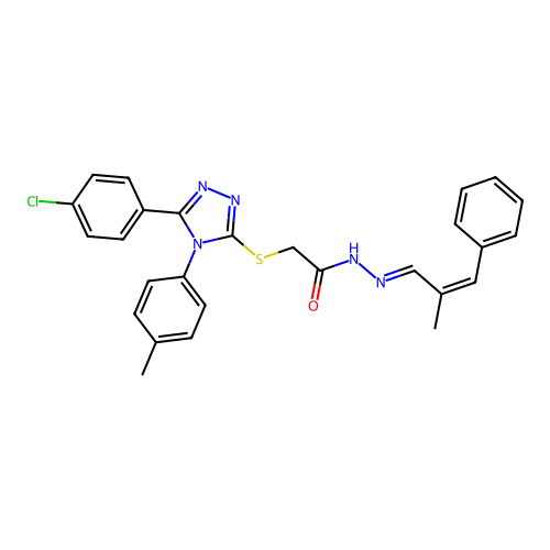 (E)-2-((5-(4-chlorophenyl)-4-(p-tolyl)-4H-1,2,4-triazol-3-yl)thio)-N'-((Z)-2-methyl-3-phenylallylidene)acetohydrazide structure