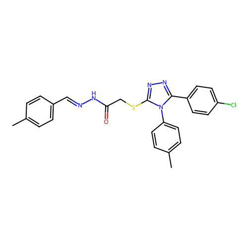 2-{[5-(4-chlorophenyl)-4-(4-methylphenyl)-4H-1,2,4-triazol-3-yl]sulfanyl}-N'-[(E)-(4-methylphenyl)methylidene]acetohydrazide structure