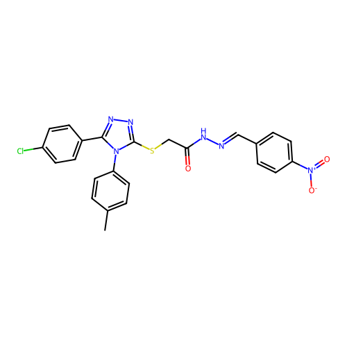 2-{[5-(4-chlorophenyl)-4-(4-methylphenyl)-4H-1,2,4-triazol-3-yl]sulfanyl}-N'-[(E)-(4-nitrophenyl)methylidene]acetohydrazide structure