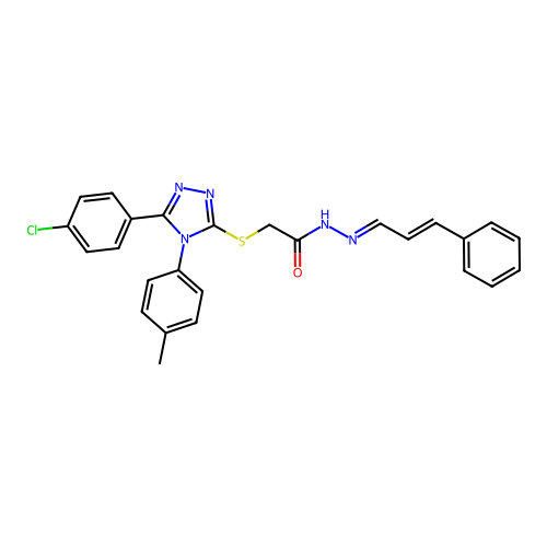 2-{[5-(4-chlorophenyl)-4-(4-methylphenyl)-4H-1,2,4-triazol-3-yl]sulfanyl}-N'-[(1E,2E)-3-phenylprop-2-en-1-ylidene]acetohydrazide structure