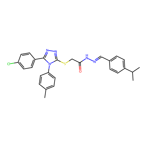 2-{[5-(4-chlorophenyl)-4-(4-methylphenyl)-4H-1,2,4-triazol-3-yl]sulfanyl}-N'-{(E)-[4-(propan-2-yl)phenyl]methylidene}acetohydrazide structure