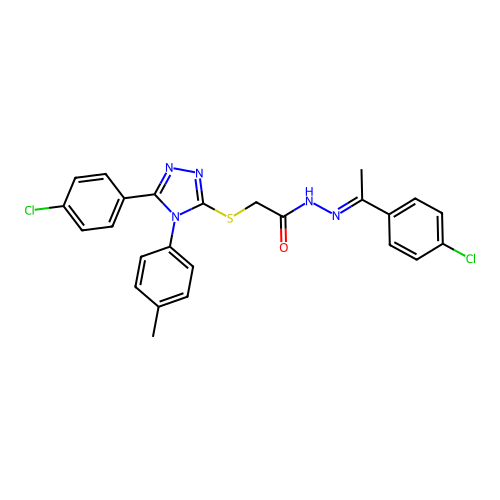 N'-[(1E)-1-(4-chlorophenyl)ethylidene]-2-{[5-(4-chlorophenyl)-4-(4-methylphenyl)-4H-1,2,4-triazol-3-yl]sulfanyl}acetohydrazide structure