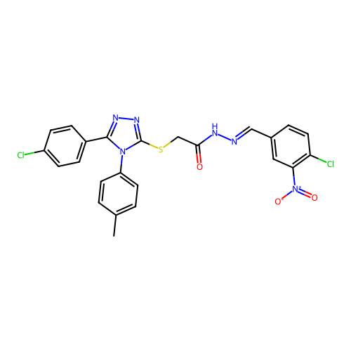 (E)-N'-(4-chloro-3-nitrobenzylidene)-2-((5-(4-chlorophenyl)-4-(p-tolyl)-4H-1,2,4-triazol-3-yl)thio)acetohydrazide structure