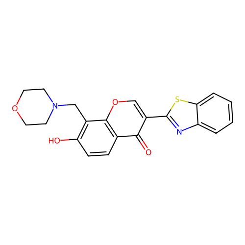3-(1,3-benzothiazol-2-yl)-7-hydroxy-8-(morpholin-4-ylmethyl)-4H-chromen-4-one structure