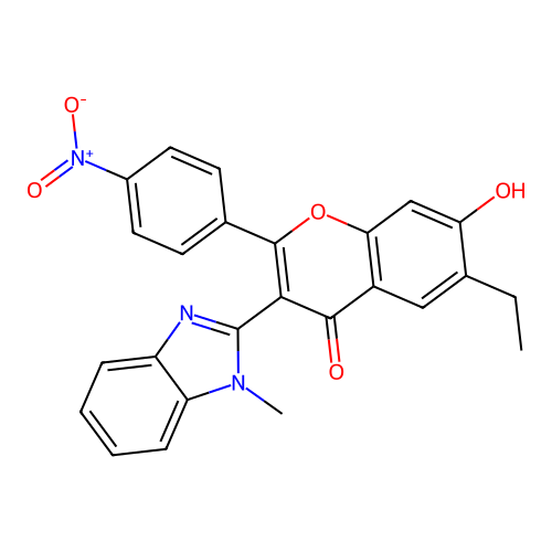 6-Ethyl-7-hydroxy-3-(1-methylbenzimidazol-2-yl)-2-(4-nitrophenyl)chromen-4-one structure