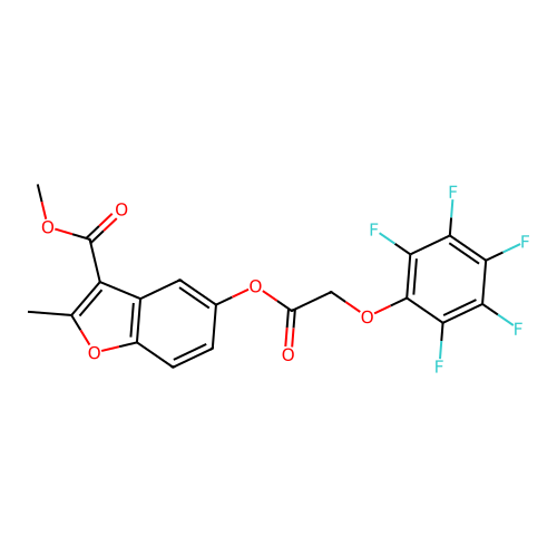 Methyl 2-methyl-5-{[(pentafluorophenoxy)acetyl]oxy}-1-benzofuran-3-carboxylate structure