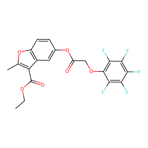 Ethyl 2-methyl-5-{[(pentafluorophenoxy)acetyl]oxy}-1-benzofuran-3-carboxylate structure