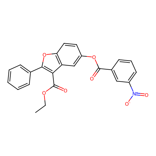 Ethyl 5-(3-nitrobenzoyl)oxy-2-phenyl-1-benzofuran-3-carboxylate structure