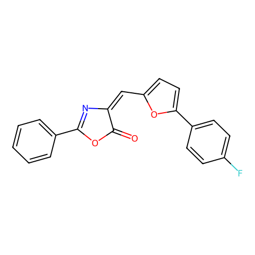 (E)-4-((5-(4-fluorophenyl)furan-2-yl)methylene)-2-phenyloxazol-5(4H)-one structure