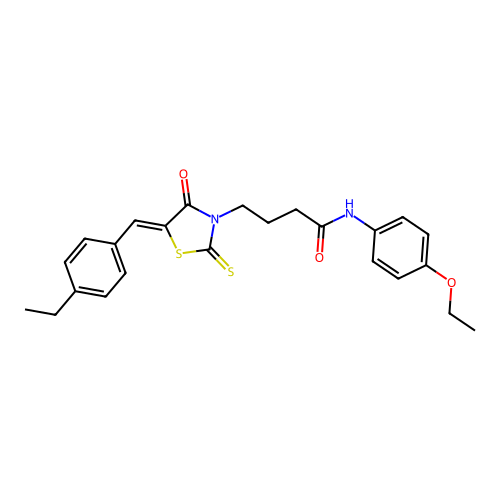 N-(4-ethoxyphenyl)-4-[(5Z)-5-(4-ethylbenzylidene)-4-oxo-2-thioxo-1,3-thiazolidin-3-yl]butanamide structure