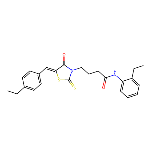 (Z)-4-(5-(4-ethylbenzylidene)-4-oxo-2-thioxothiazolidin-3-yl)-N-(2-ethylphenyl)butanamide structure