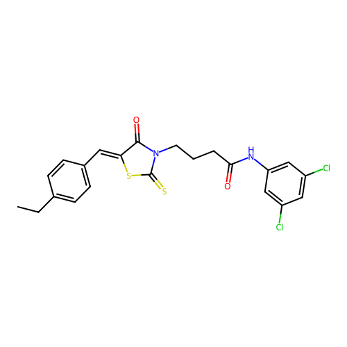 (Z)-N-(3,5-dichlorophenyl)-4-(5-(4-ethylbenzylidene)-4-oxo-2-thioxothiazolidin-3-yl)butanamide structure