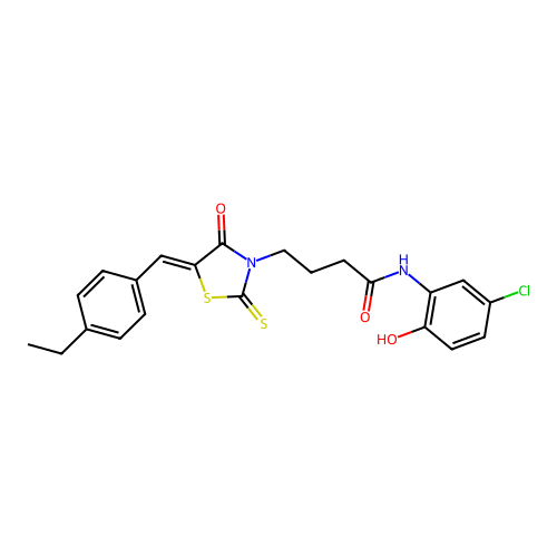 (Z)-N-(5-chloro-2-hydroxyphenyl)-4-(5-(4-ethylbenzylidene)-4-oxo-2-thioxothiazolidin-3-yl)butanamide structure