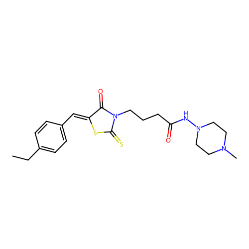 (Z)-4-(5-(4-ethylbenzylidene)-4-oxo-2-thioxothiazolidin-3-yl)-N-(4-methylpiperazin-1-yl)butanamide structure