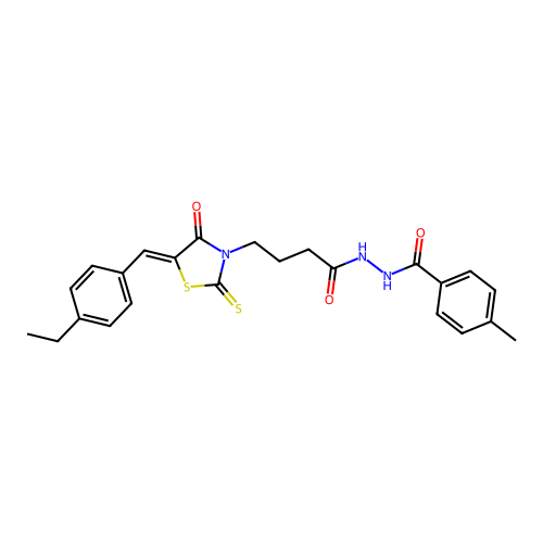 N'-{4-[(5Z)-5-(4-ethylbenzylidene)-4-oxo-2-thioxo-1,3-thiazolidin-3-yl]butanoyl}-4-methylbenzohydrazide structure