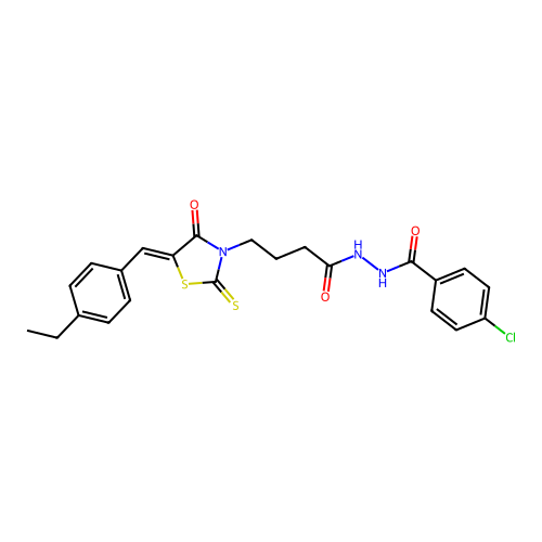 4-chloro-N'-{4-[(5Z)-5-(4-ethylbenzylidene)-4-oxo-2-thioxo-1,3-thiazolidin-3-yl]butanoyl}benzohydrazide structure